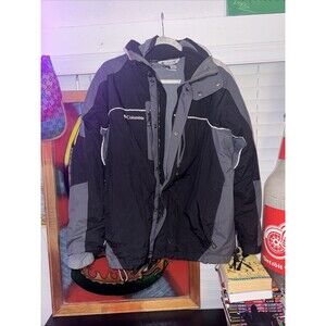 Columbia Windbreaker Hardshell Jacket Retractable Utility Pocketed Zip Button M